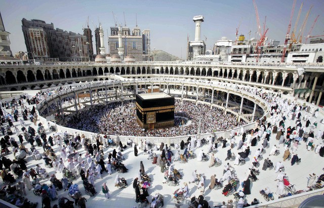 Muslim pilgrims circle the Kaaba at the Grand mosque during the annual Haj pilgrimage,   in the holy city of Mecca