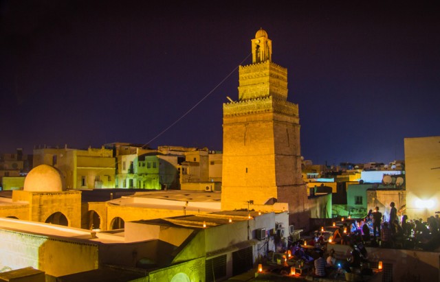 Collective Iftar close to the big mosque of Sfax, Tunisia