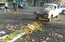 Damages after a suicide bomb attack are seen in Sweida