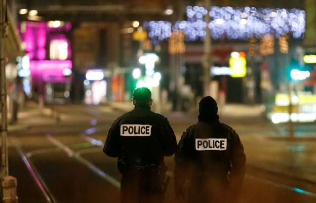 Police secure a street and the surrounding area after a shooting in Strasbourg