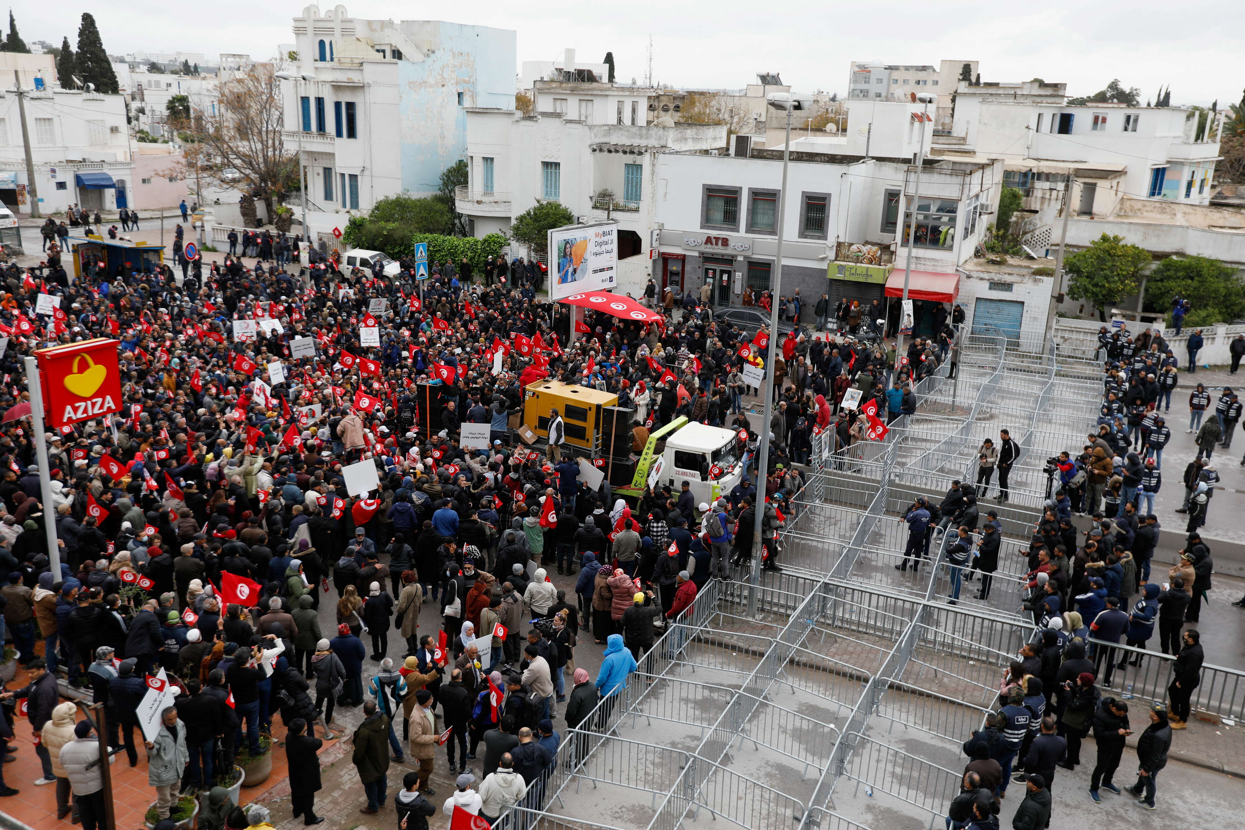 Protest against Tunisian President Kais Saied's seizure of governing powers, in Tunis